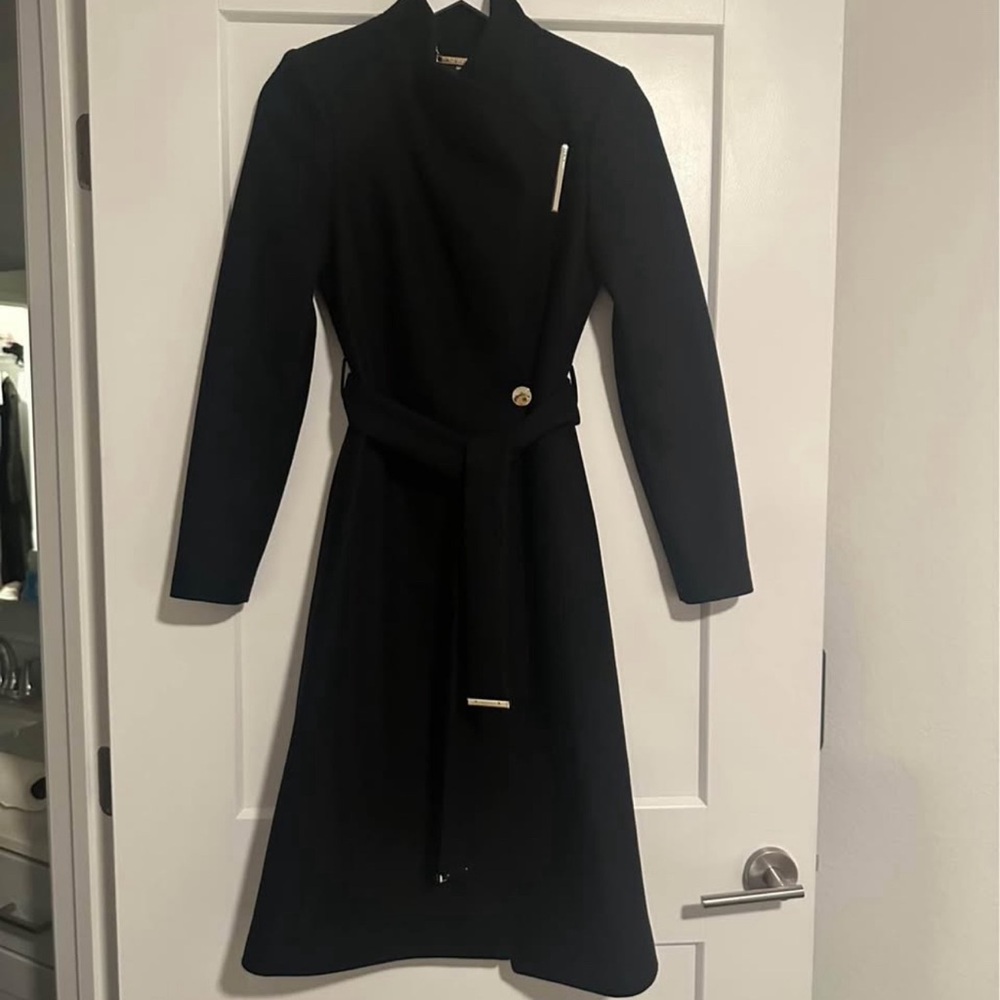 Ted Baker Black Long Wool Coat